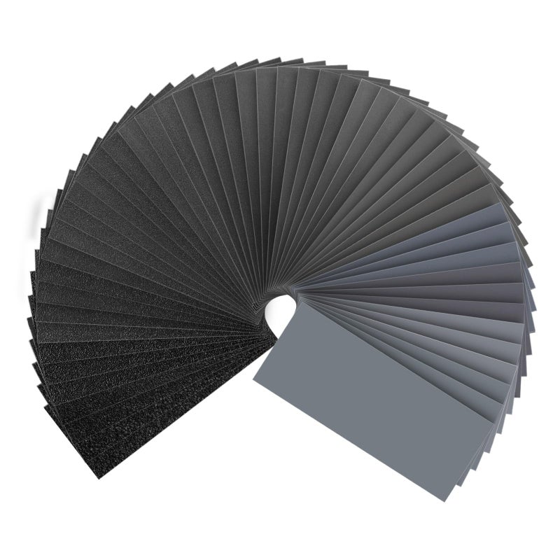 Shineboc Sandpaper Assortment 80-5000 Grit, 51 Sheets, 9 x 3.6 Inch Wet Dry Sand Paper, Hand Sanding Sheets for Wood Metal Automotive Sanding and Polishing - Image 1