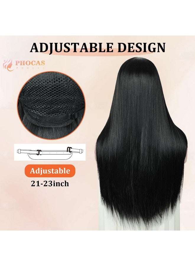 PHOCAS Long Straight Black Wig Long Hair Wigs For Women Daily Party Halloween Use 24''/60Cm - Image 4