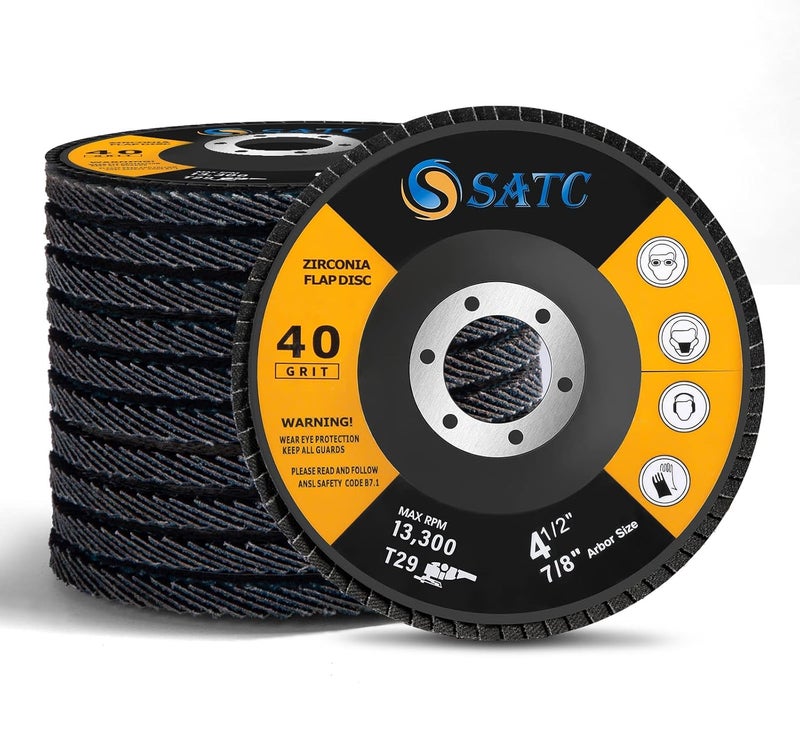 S SATC Flap Discs 4-1/2 Inch 40 Grit Zirconia Grinding Wheel Type 29 Abrasive Discs Flap Wheel for Angle Grinder - 20 Pack - Image 1