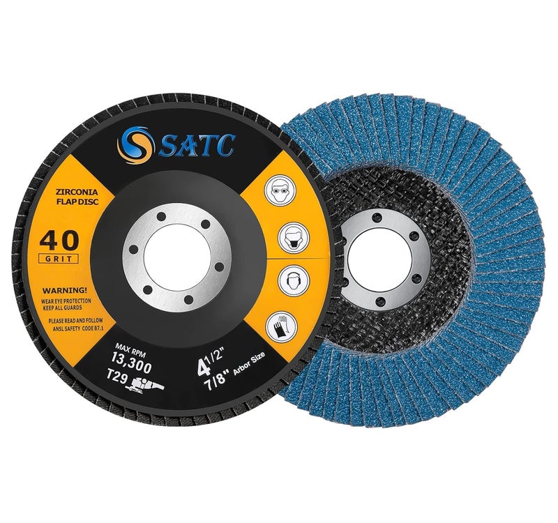 S SATC Flap Discs 4-1/2 Inch 40 Grit Zirconia Grinding Wheel Type 29 Abrasive Discs Flap Wheel for Angle Grinder - 20 Pack - Image 2