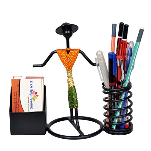 D&V ENGINEERING - Creative in innovation D&V Engineering Pen,Pencil and Visiting Card Holder with Indian Tricolor/Tiranga Dressed Lady - Image 2