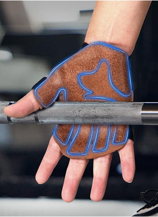 Polish'D - Workout Gloves for Men Women, Weight Lifting Gloves with Padded Leather Palm Grip Gym Gloves Durable Exercise Gloves for Kettlebell, Pull-Ups, Row, Cross Training - Image 1