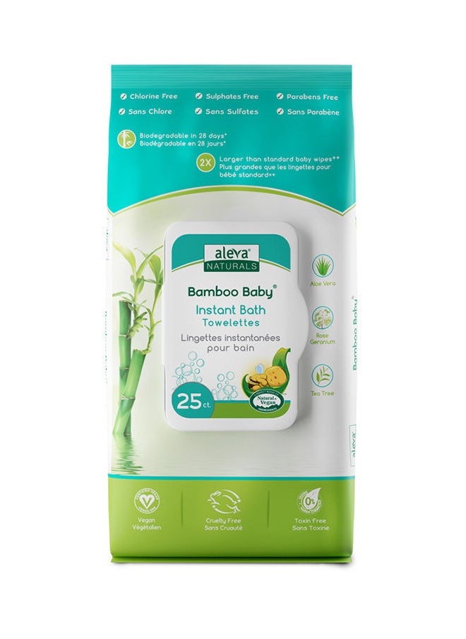 Aleva Naturals - Bamboo Baby Instant Bath Towelettes - 25Ct - Image 1