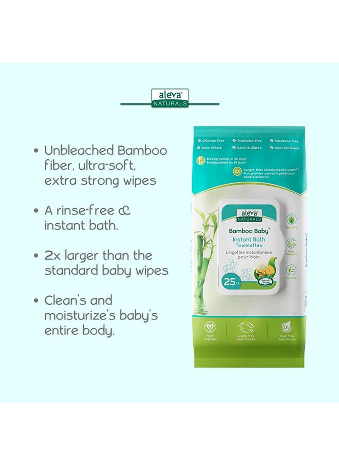 Aleva Naturals - Bamboo Baby Instant Bath Towelettes - 25Ct - Image 1