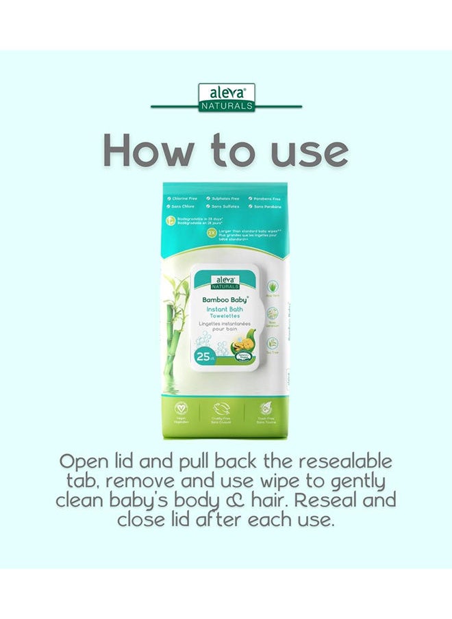 Aleva Naturals - Bamboo Baby Instant Bath Towelettes - 25Ct - Image 1