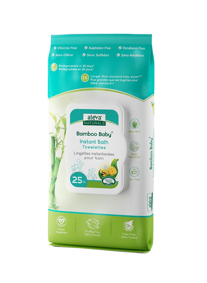 Aleva Naturals - Bamboo Baby Instant Bath Towelettes - 25Ct - Image 1