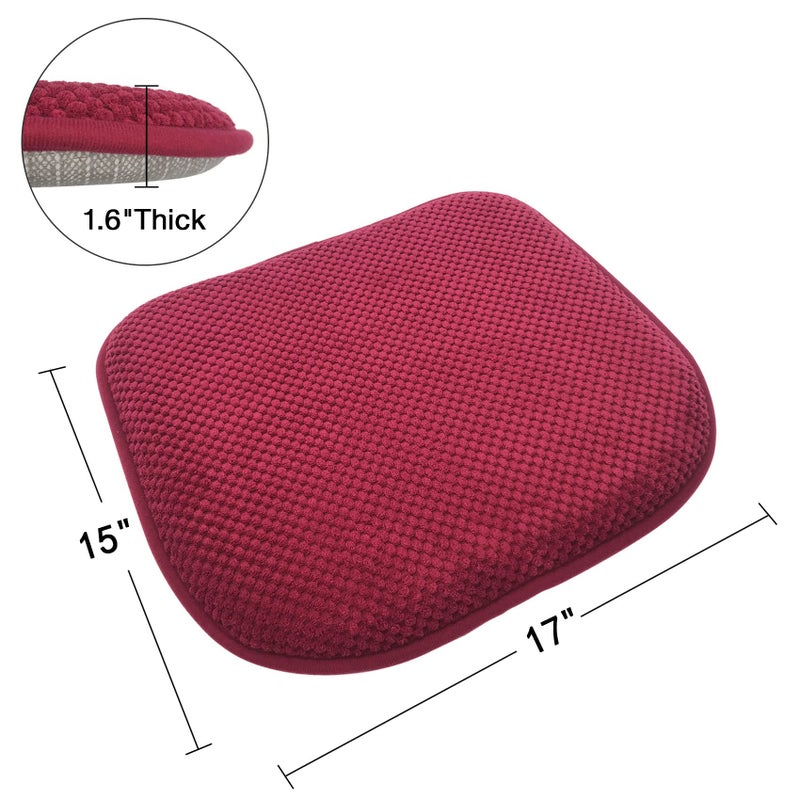 PAGGED Wine Red Foam Seat Cushions Kitchen Chairs Pads for Dining Chairs Non Slip Office Seat Cushions Washable U Shaped Soft Thick Large Metal Wooden Chair Cushions,17" x 15" - Image 2