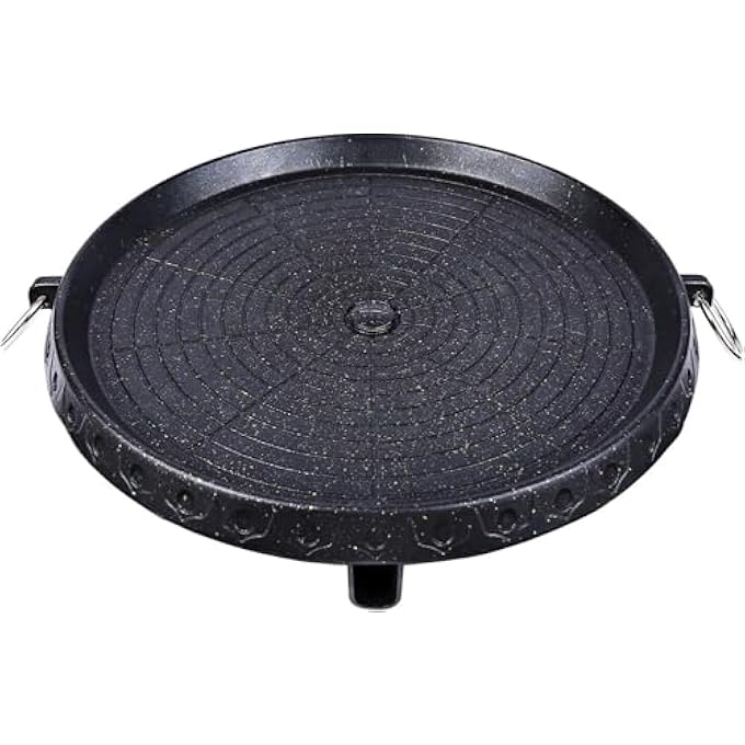 أكس سبرينج مقلاة شواء دائرية مقاس 32 سم على الطريقة الكورية مع سطح غير لاصق، طبق شواء بدون دخان للاستخدام الداخلي والخارجي، مثالي للشواء على الموقد والطهي على الطريقة الكورية - Image 2