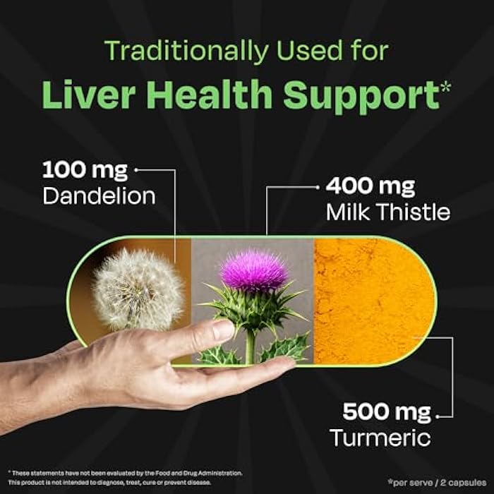 Auric Herbal Liver Support Supplement | Milk Thistle (Silymarin), Turmeric, Garlic, Ginger for Liver Health | Advanced Detox & Cleansing Formula for Active Liver | 180 Capsules - Image 3