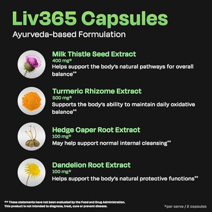 Auric Herbal Liver Support Supplement | Milk Thistle (Silymarin), Turmeric, Garlic, Ginger for Liver Health | Advanced Detox & Cleansing Formula for Active Liver | 180 Capsules - Image 2