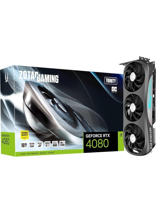 Gaming GeForce RTX 4080 16GB Trinity OC GDDR6X 256-bit 22.4 Gbps PCIE 4.0 Graphics Card, IceStorm 2.0 Advanced Cooling, Spectra 2.0 RGB Lighting, ZT-D40810J-10P
