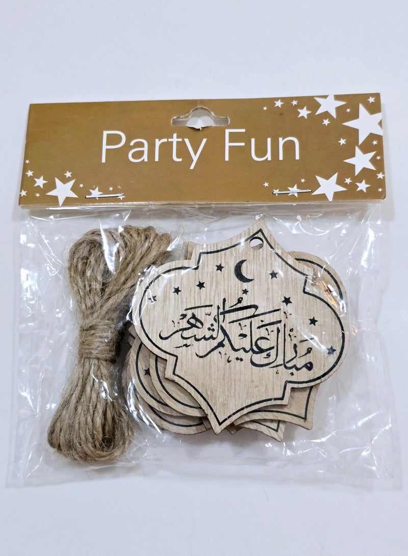 Al Zaabiah Mubarak Alkem Al Shar Brown Woody Card with Burlap Drawstring | Eid & Ramadan Greeting Card - Image 4