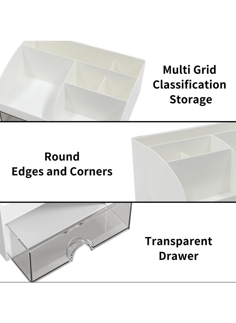 Generic Desk Organizer, Plastic Makeup Vanity Organizer Box, Desktop Pen Pencil Card Holder for Desk Storage, Desk Organization with 6 Compartments and 2 Drawersfor School, Home, Office  - Image 3