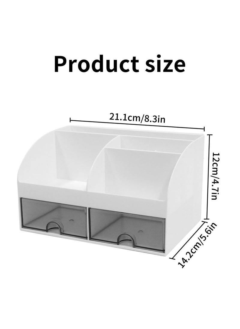 Generic Desk Organizer, Plastic Makeup Vanity Organizer Box, Desktop Pen Pencil Card Holder for Desk Storage, Desk Organization with 6 Compartments and 2 Drawersfor School, Home, Office  - Image 2