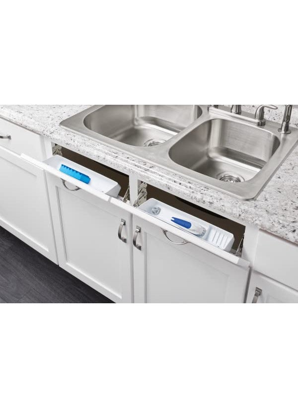 Rev-A-Shelf Rev-A-Shelf 14"" Tip-Out Plastic Sink Trays for Kitchen and Bathroom Base Cabinet  Pull Out Vanity Shelf Home Organizer  White  6572-14-11-52  - Image 2