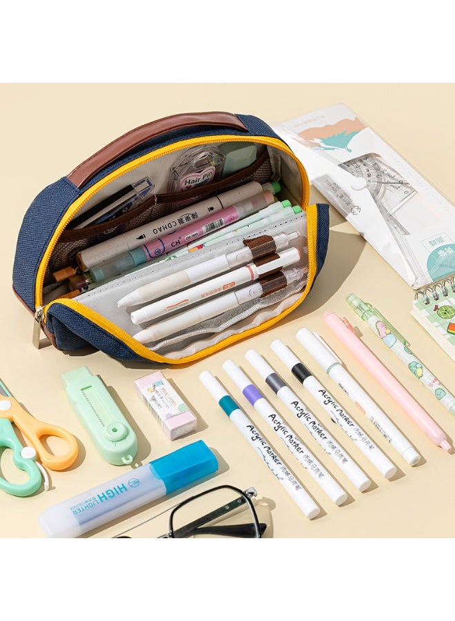 Kids Pencil Case Foldable Transparent Stand-Up 6-12 Years, School Supplies Large Capacity Waterproof Wear-Resistant Lightweight Stationery Bag - Image 3