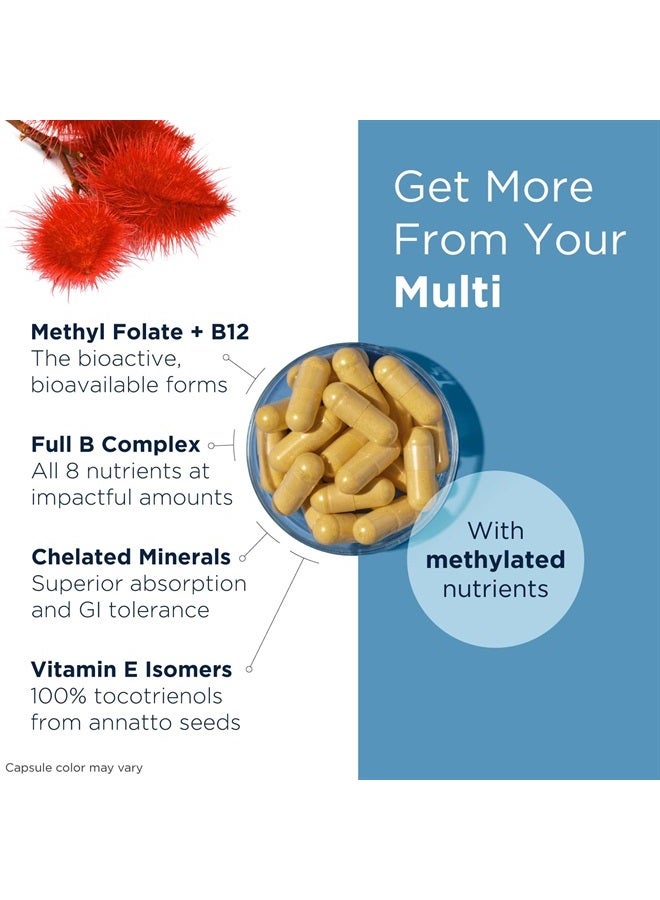 designs for health Methylated Multivitamin for Women & Men - Twice Daily Multimineral Supplement & Multivitamin Without Iron + Methylated B12 and Folate, Vitamin C, K, D, E + More (120 Capsules)  - Image 3
