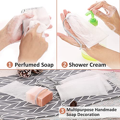 Cobahom 6 Pcs Mesh Soap Bag Mesh Foaming Net Soap Sack Bags Soap Handmade Soap Bubble Mesh Net Bags with Drawstring for Bath & Shower (Gray) - Image 5