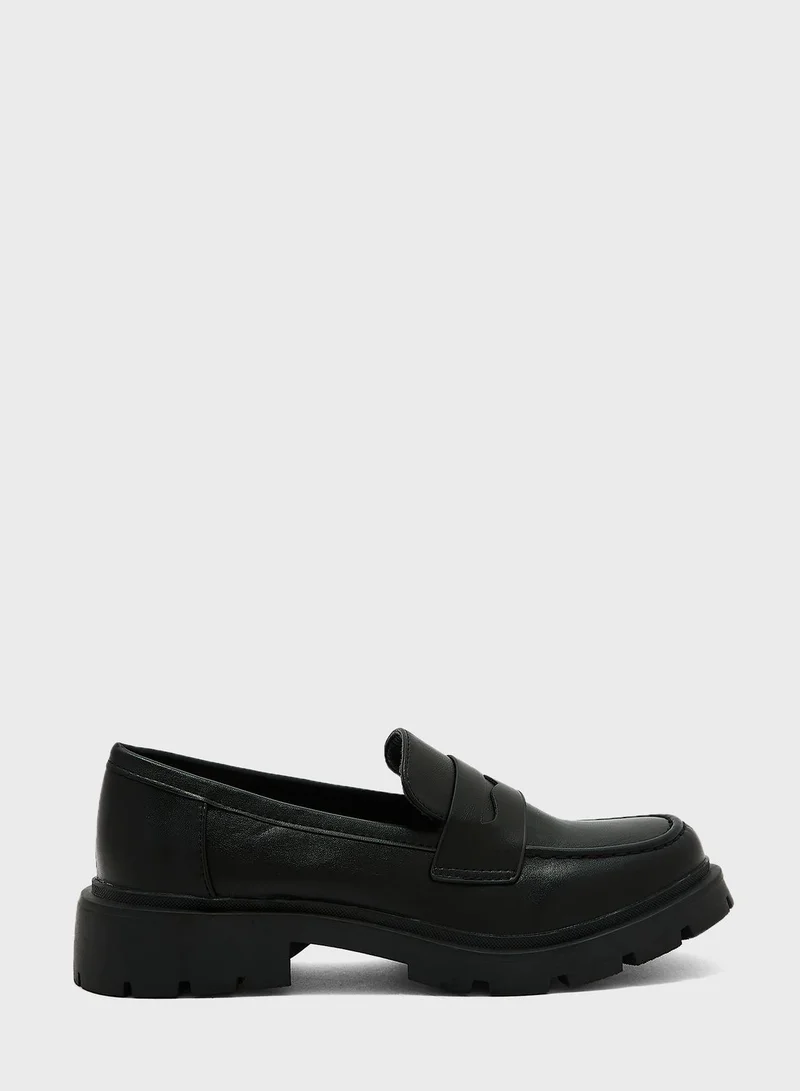 ELLA Black Pu Chunky Moccasin