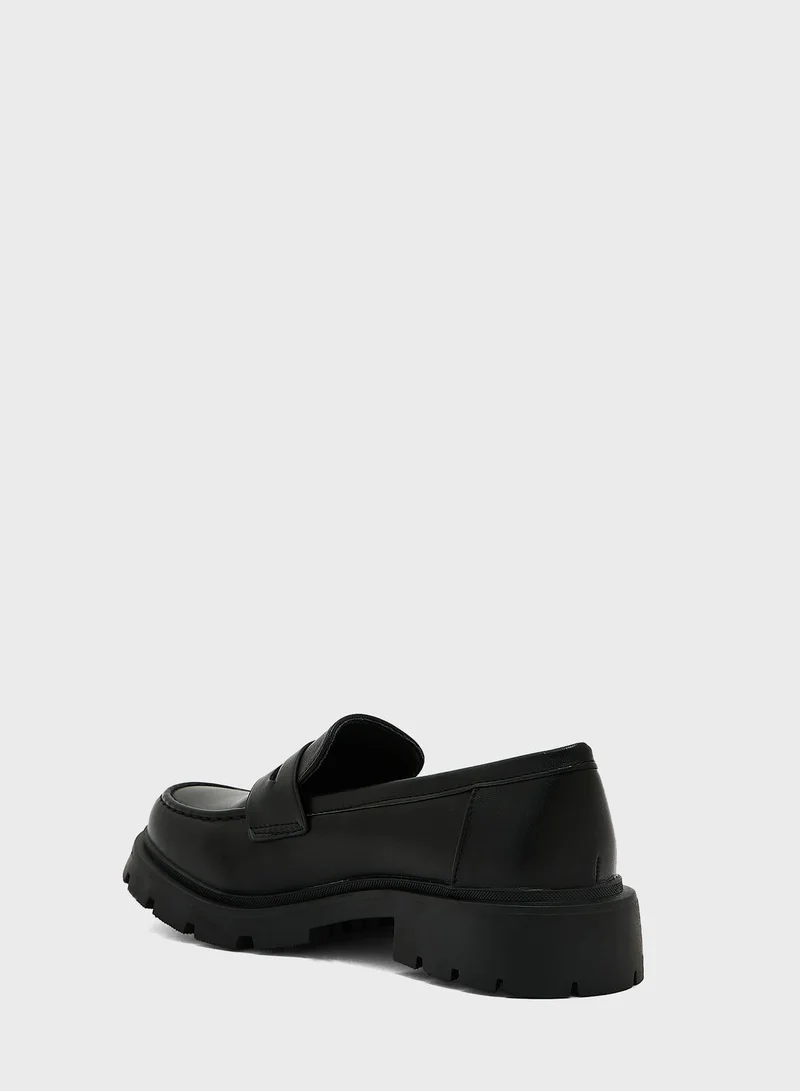 ELLA Black Pu Chunky Moccasin