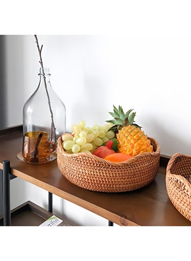 LAMAY Rattan Bread Basket, Wave Fruit Baskets, Wicker Storage Bowls, Natural Woven Serving Basket Bowls, Decorative Baskets for Kitchen Counter Organizing, Set of 3 - Image 5