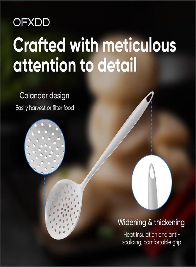 OFXDD Handheld Stainless Steel Slotted Spoon Skimmer - Cooking Skimming Ladle Kitchen Utensil - Metal Cooking Strainer with Handle - Image 5