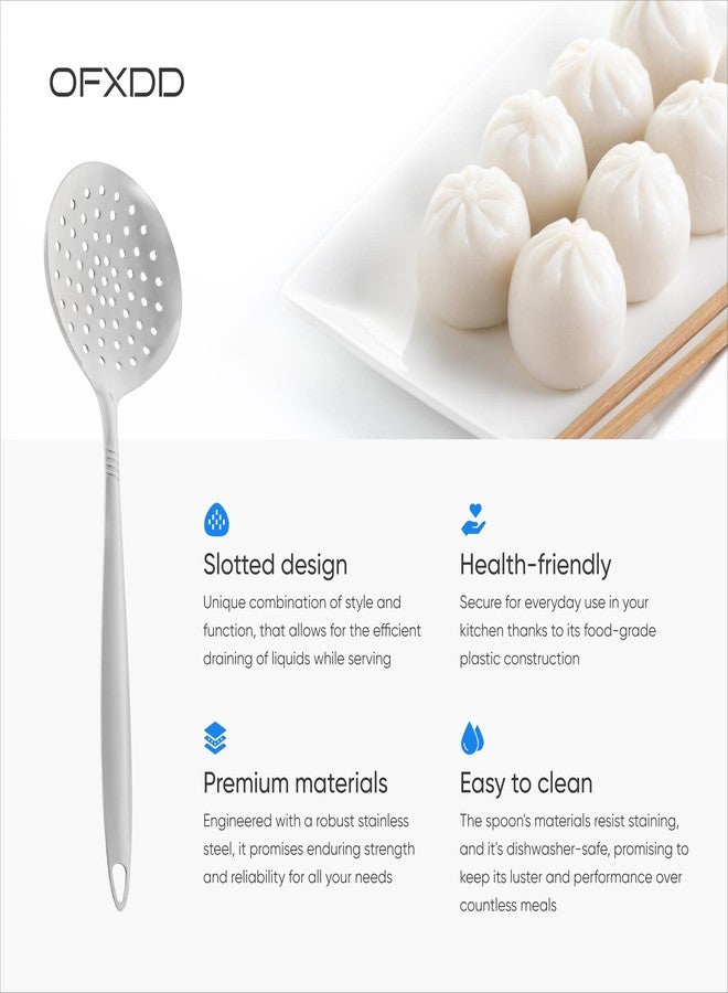 OFXDD Handheld Stainless Steel Slotted Spoon Skimmer - Cooking Skimming Ladle Kitchen Utensil - Metal Cooking Strainer with Handle - Image 4