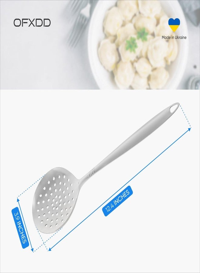 OFXDD Handheld Stainless Steel Slotted Spoon Skimmer - Cooking Skimming Ladle Kitchen Utensil - Metal Cooking Strainer with Handle - Image 3