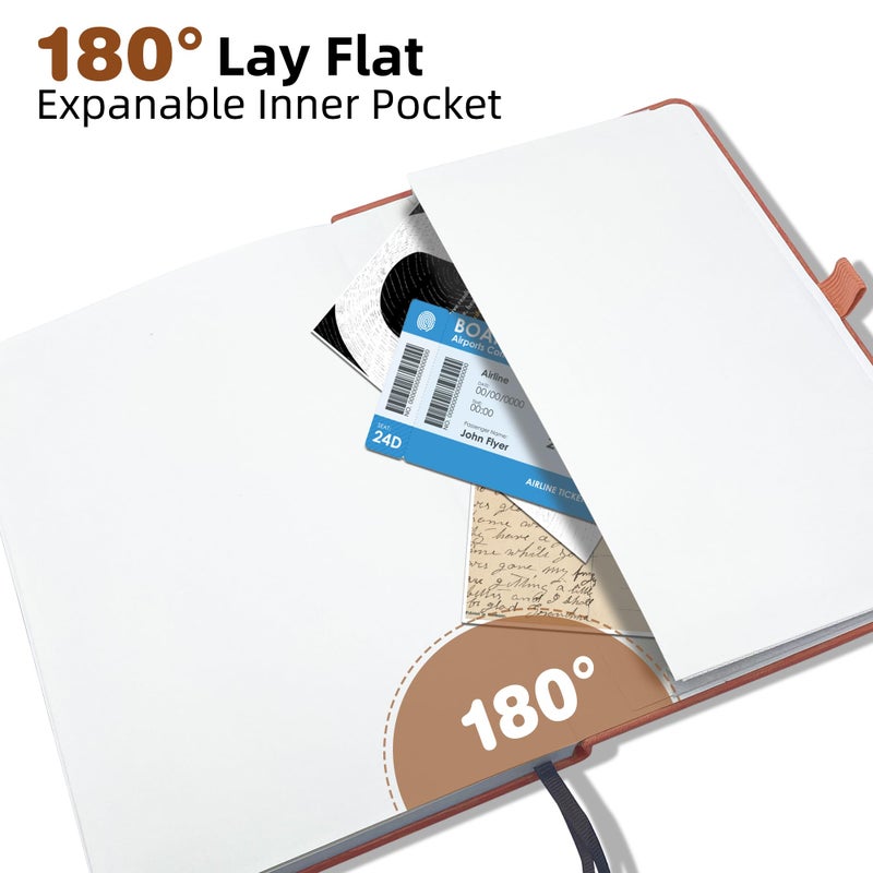 LEAGIM Blank Journal Notebook, A5, 192 Pages 100 GSM Thick Sketch Book for Women Men, Hardcover Leather Unlined Journaling for Work, Notebooks for Writing, 5.8 inches x 8.5 inches (Brown) - Image 5