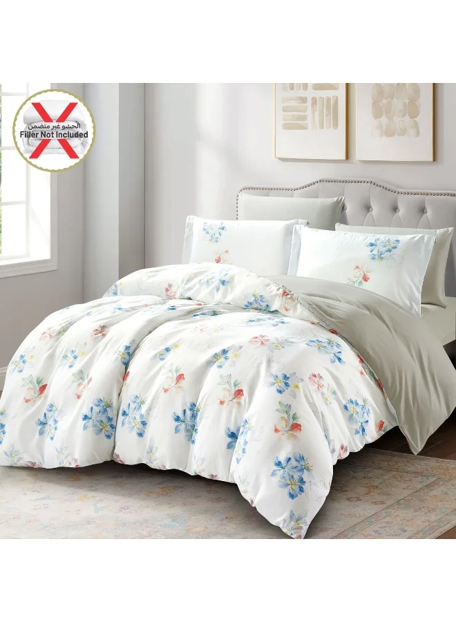 Donetella Digital Print Duvet cover Set, King Size 220x240 cm - 6-Pcs Bed Set, ,Emirate Collection, Microfiber - 1 Duvet Cover, 1 Fitted Sheet, 2 Pillow Shams, 2 Pillowcases (Filler Not Include)