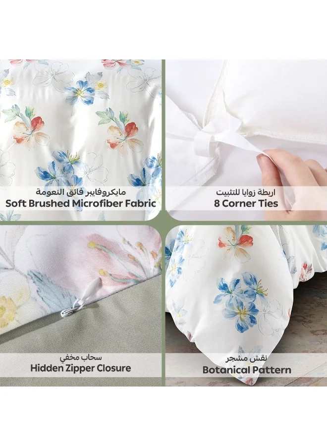 Donetella Digital Print Duvet cover Set, King Size 220x240 cm - 6-Pcs Bed Set, ,Emirate Collection, Microfiber - 1 Duvet Cover, 1 Fitted Sheet, 2 Pillow Shams, 2 Pillowcases (Filler Not Include)