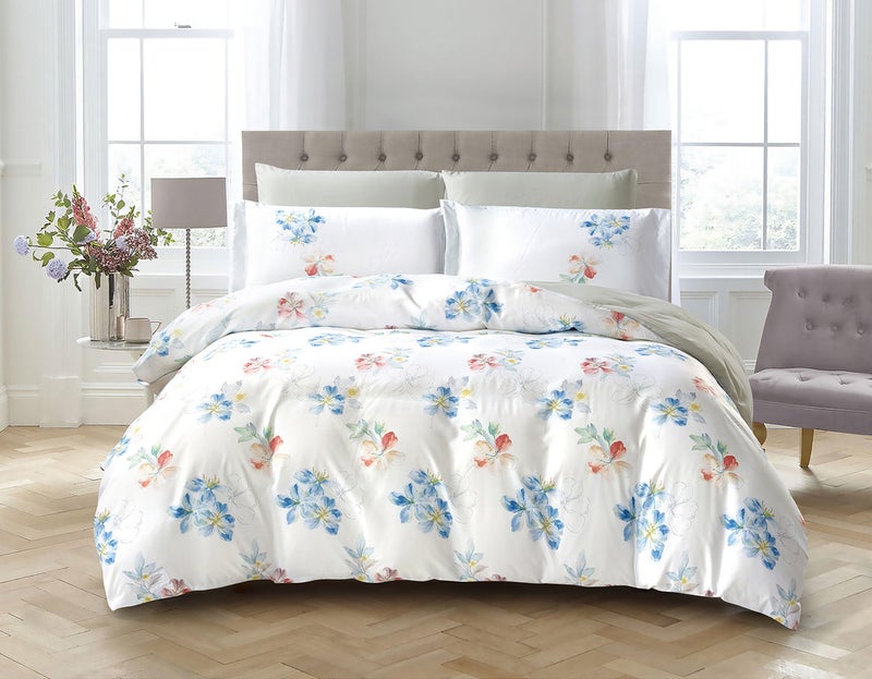 دوناتيلا طقم غطاء لحاف مشجر 6 قطع مقاس مزدوج يناسب سرير 200×200 سم مايكروفايبر ناعم , تصميم راقي و انيق , يناسب جميع الفصول (لا يشمل حشوة اللحاف)  - Image 1