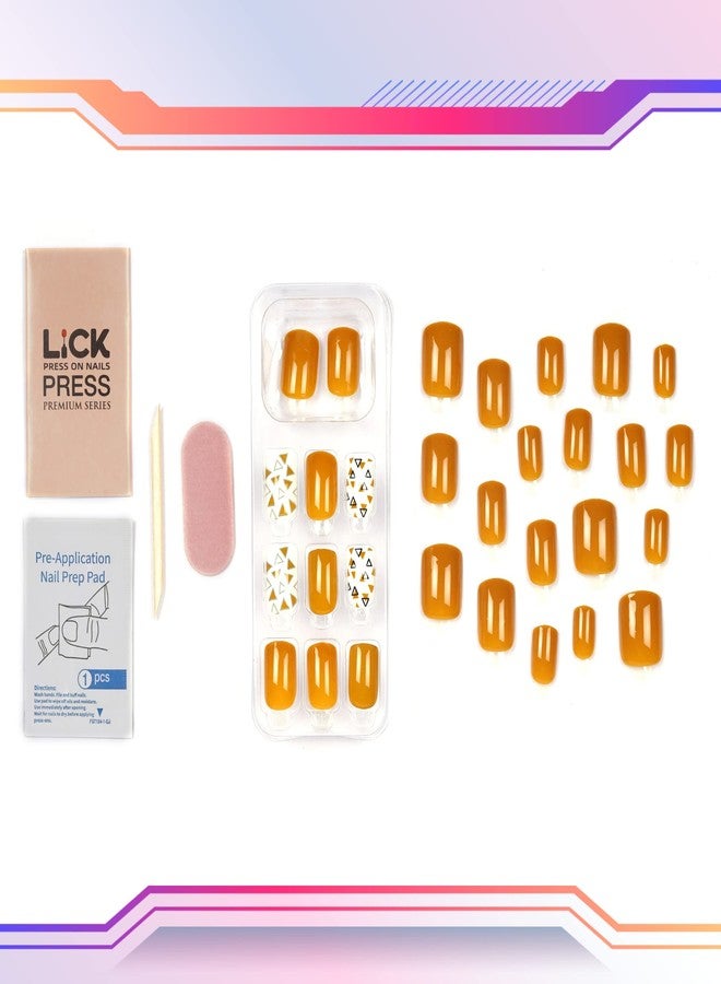 Lick - Press On Nails 30 Pcs Reusable Artificial/Fake/False Stick on Nails With Application Kit Yellow (Pack of 30) - Image 3