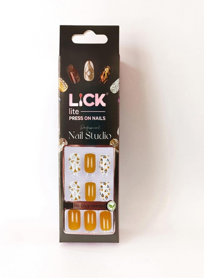 Lick - Press On Nails 30 Pcs Reusable Artificial/Fake/False Stick on Nails With Application Kit Yellow (Pack of 30) - Image 4