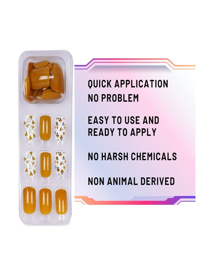 Lick - Press On Nails 30 Pcs Reusable Artificial/Fake/False Stick on Nails With Application Kit Yellow (Pack of 30) - Image 2