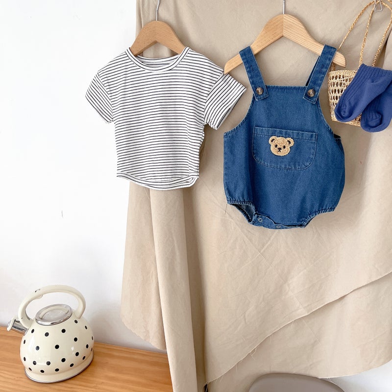 Children'S Bear Denim Strap Shorts Korean Style Children'S Wear Baby Summer Baby Strap Shorts Baby Summer Shorts - Image 4