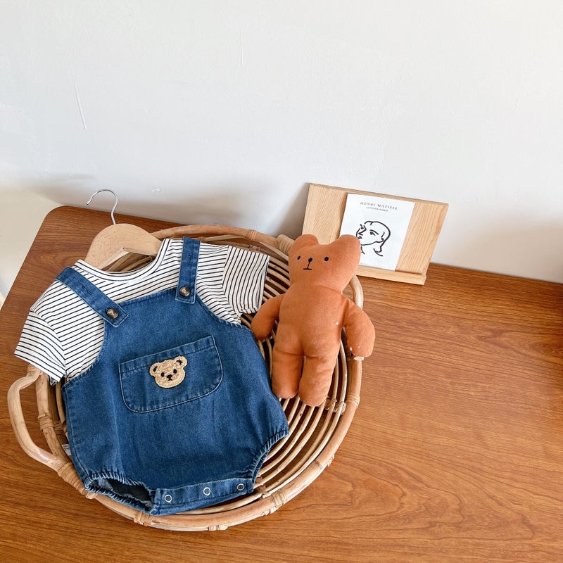 Children'S Bear Denim Strap Shorts Korean Style Children'S Wear Baby Summer Baby Strap Shorts Baby Summer Shorts - Image 5