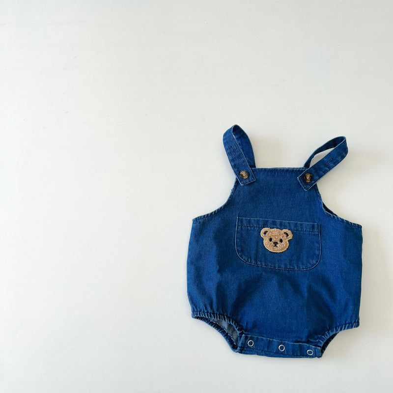 Children'S Bear Denim Strap Shorts Korean Style Children'S Wear Baby Summer Baby Strap Shorts Baby Summer Shorts - Image 1