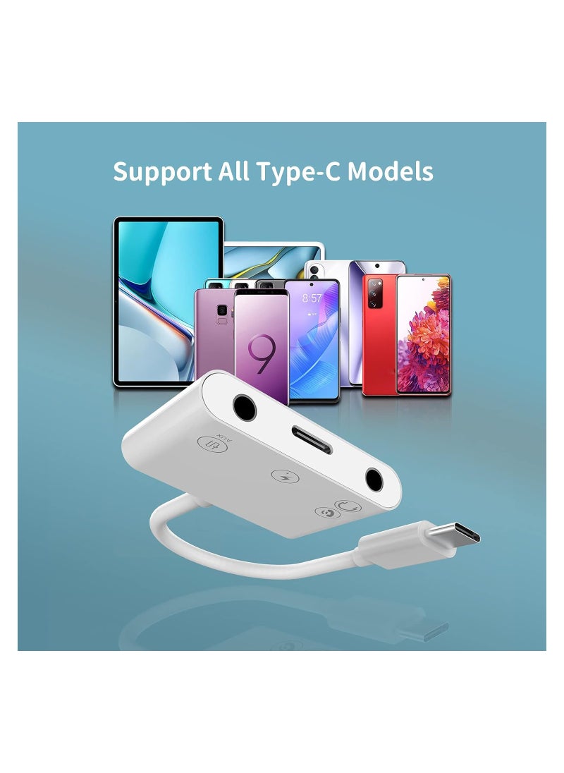 USB C to 3.5mm Audio Adapter, Charger/Headphone and AUX Port (3-in-1) Type-C ​Earbud Splitter Dongle Compatible with Samsung Apple iPhone15 Pro Max Plus/iPad 10/Air4/5/Mini6/Pro 12/HUAWEI
