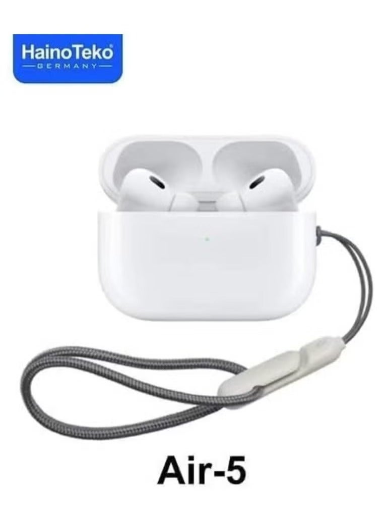 Haino Teko Air 5 Wireless In-Ear Bluetooth Earphones – High-Quality Sound, Comfortable Fit, Compatible with iPhone & Android – Sleek White Design, Long Battery Life - Image 3