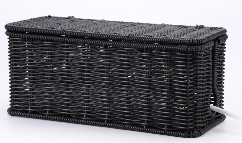 ZhiYo Handmade Cable Management Box, Imitation Rattan Cord Organizer Cord Hider Box, Desk Cord Management Box to Hide Cords and Power Strip L12.5 W5 H5.2 CB2412 Deep Speckled Brown - Image 1