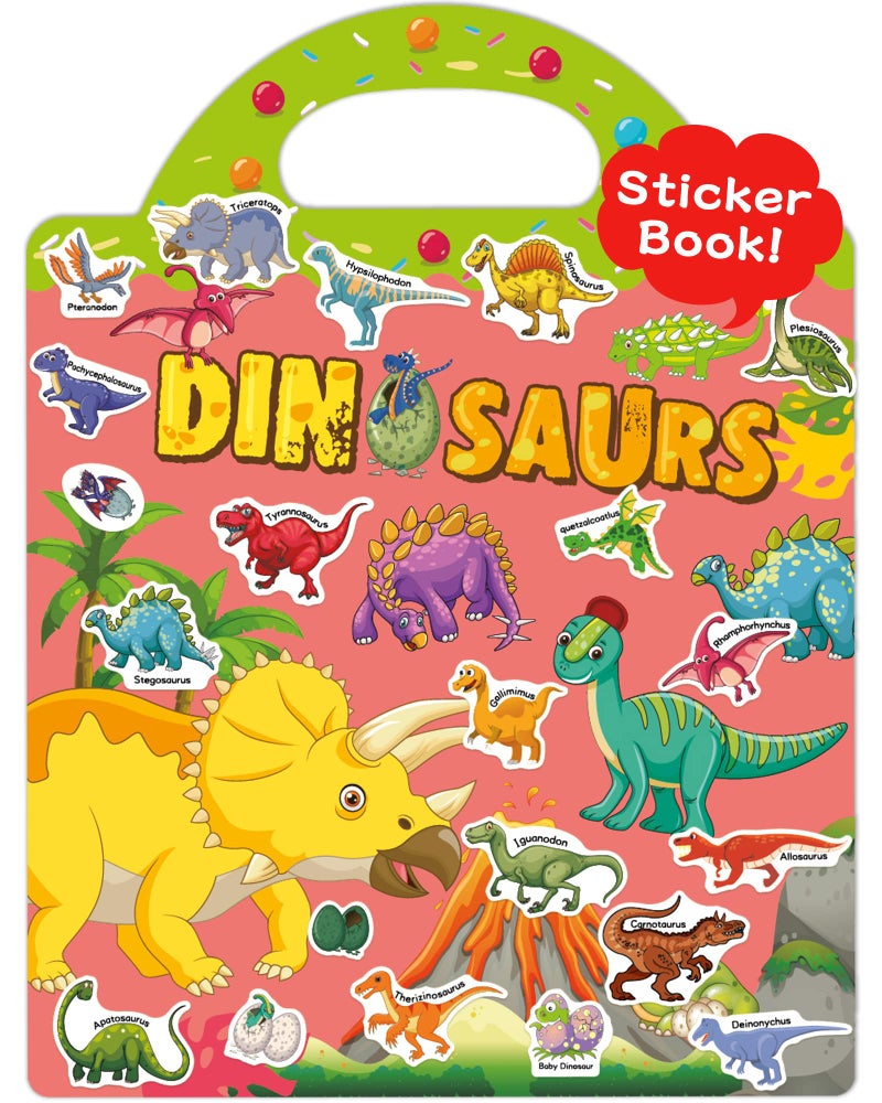 Benresive Reusable Sticker Book for Toddlers 2-4 Years, Fun Travel Stickers for Kids, Waterproof Sticker Books for Toddlers 1-3, Crafts Activities for Todddlers 1-3 2-4 3-5 - Dinosaurs - Image 1