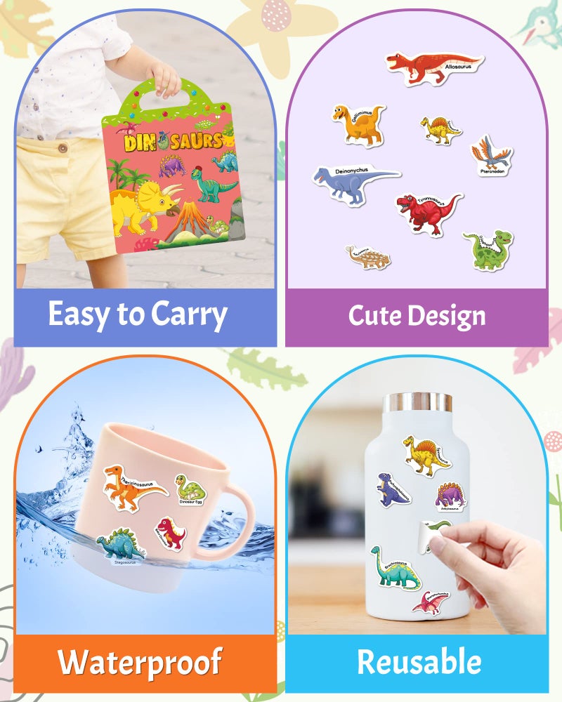 Benresive Reusable Sticker Book for Toddlers 2-4 Years, Fun Travel Stickers for Kids, Waterproof Sticker Books for Toddlers 1-3, Crafts Activities for Todddlers 1-3 2-4 3-5 - Dinosaurs - Image 5