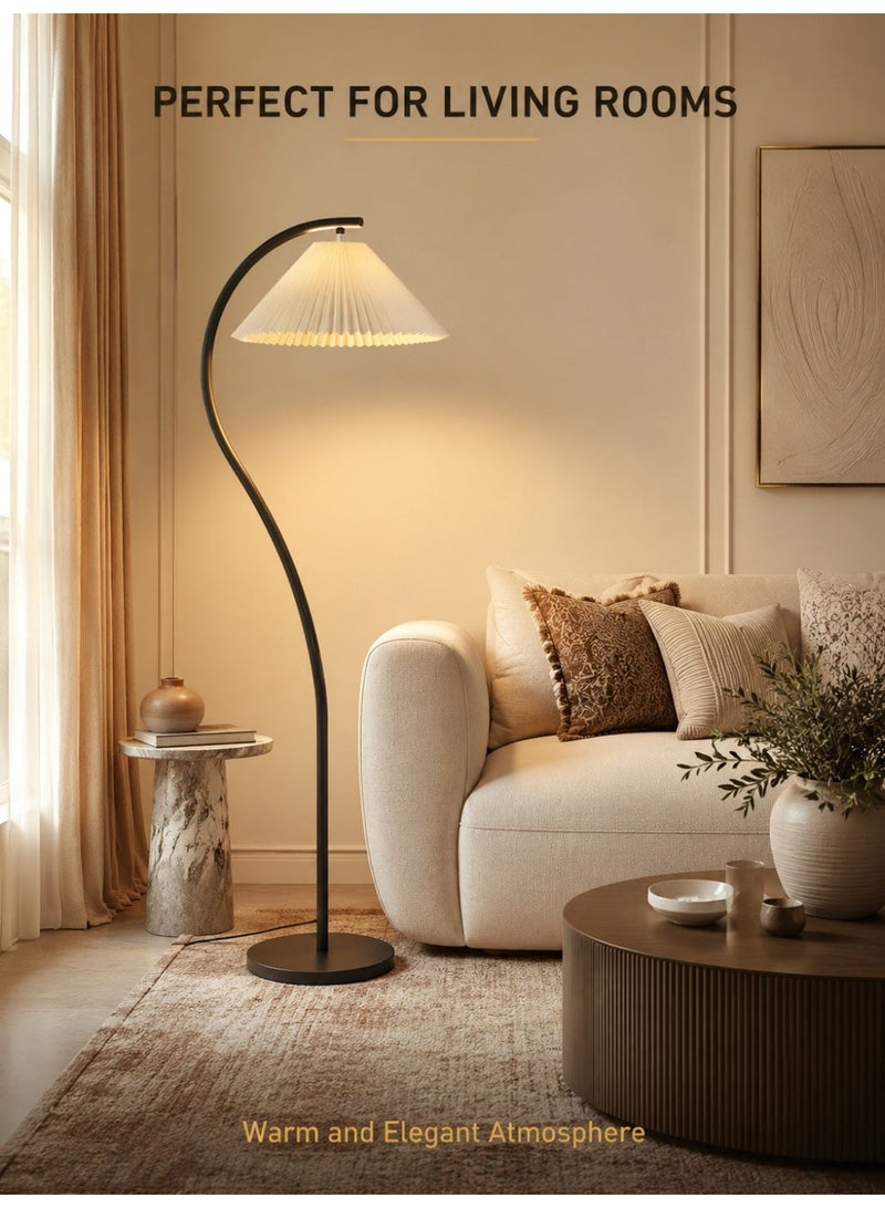 Floor lamp, modern floor lamp, living room, bedroom, bedside table lamp, Japanese style pleated ambient light, adjustable angle, three-color light change: warm light, white light, neutral light. - Image 5