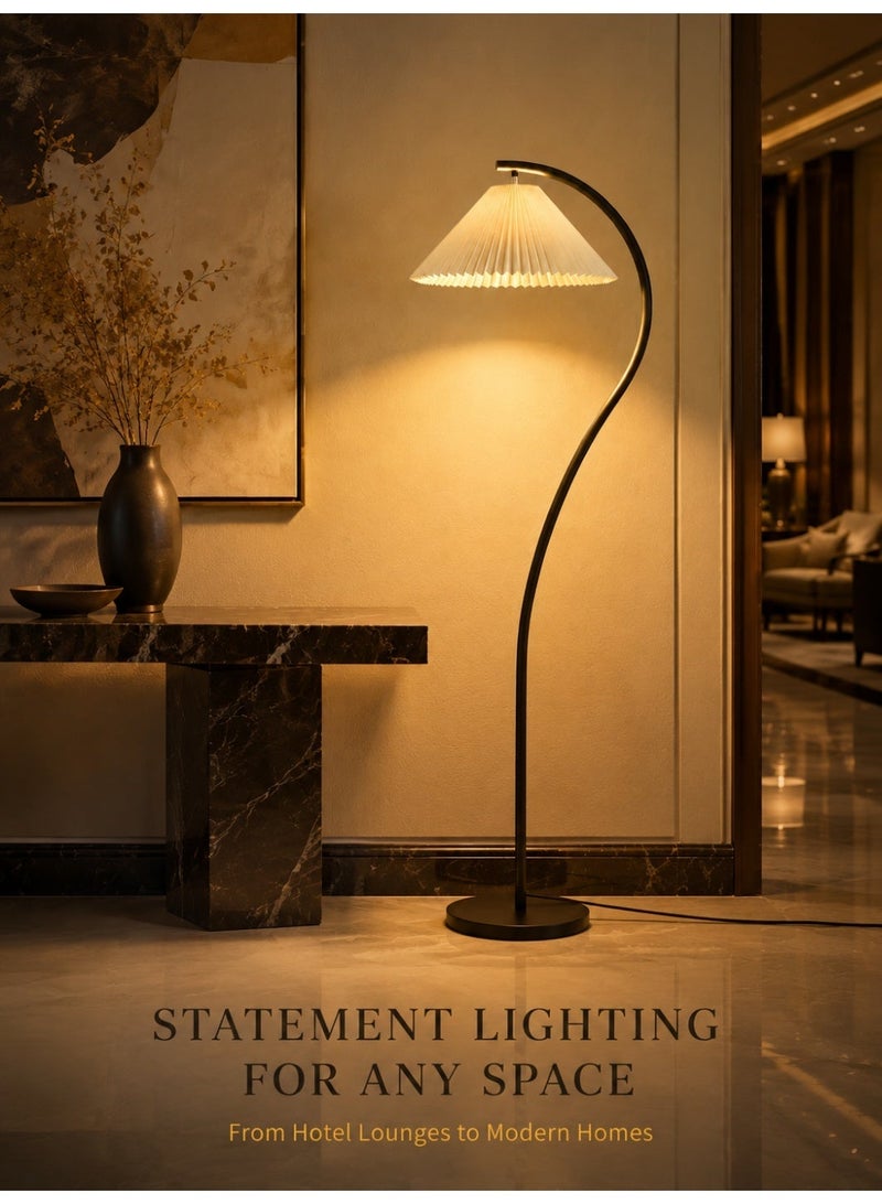 Floor lamp, modern floor lamp, living room, bedroom, bedside table lamp, Japanese style pleated ambient light, adjustable angle, three-color light change: warm light, white light, neutral light. - Image 1