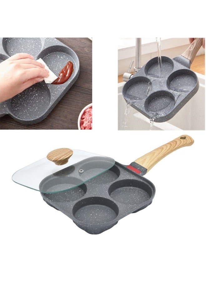 MIHUNTER Fried Egg Pan, Egg Frying Pan with Lid Nonstick 4 Cups Pancake Pan Aluminium Alloy Cooker for Breakfast(Black) - Image 4
