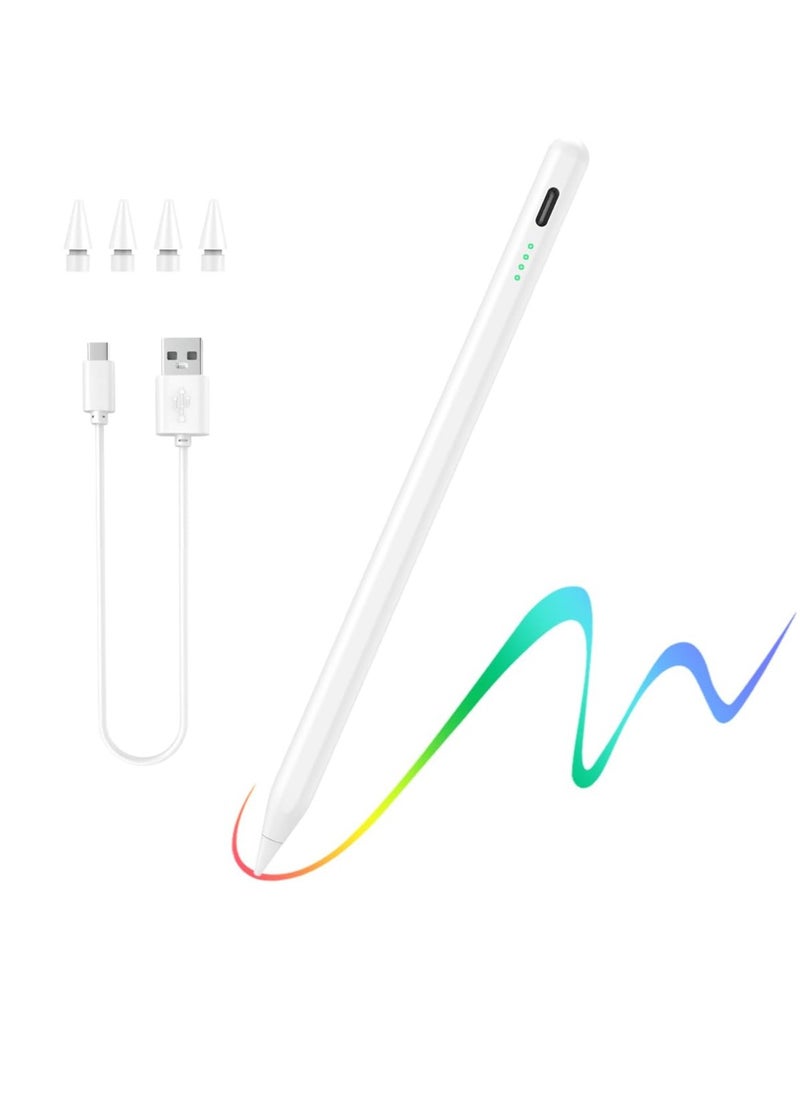 Generic - Touch Pen with Palm Rejection and Tilt Sensitivity for Apple iPad 2018 and Later, Compatible with iPad 6th to 10th Gen, Pro 11/12.9 (3rd to 5th Gen), Air 4/5, Mini 6, Precision for Writing and Drawing, White - Image 1