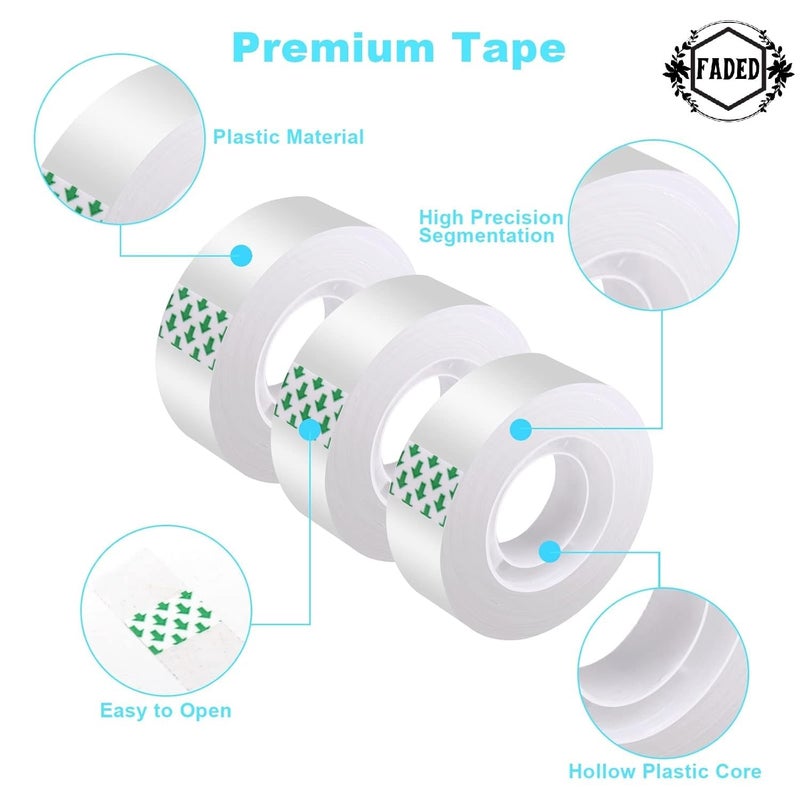 Faded Transparent Tape Refills – 25mm Wide Clear Glossy Adhesive Tape, 33 Meter Each Roll, All-Purpose Stationery Tape for Office, School, Home, Gift Wrapping, and Everyday Use (6 Rolls) - Image 2