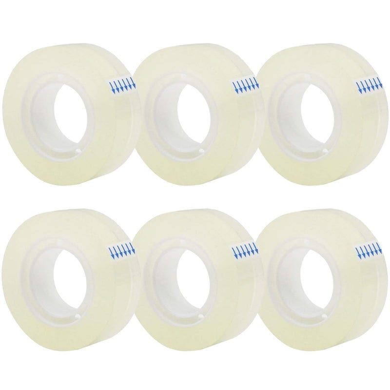 Faded Transparent Tape Refills – 25mm Wide Clear Glossy Adhesive Tape, 33 Meter Each Roll, All-Purpose Stationery Tape for Office, School, Home, Gift Wrapping, and Everyday Use (6 Rolls) - Image 1