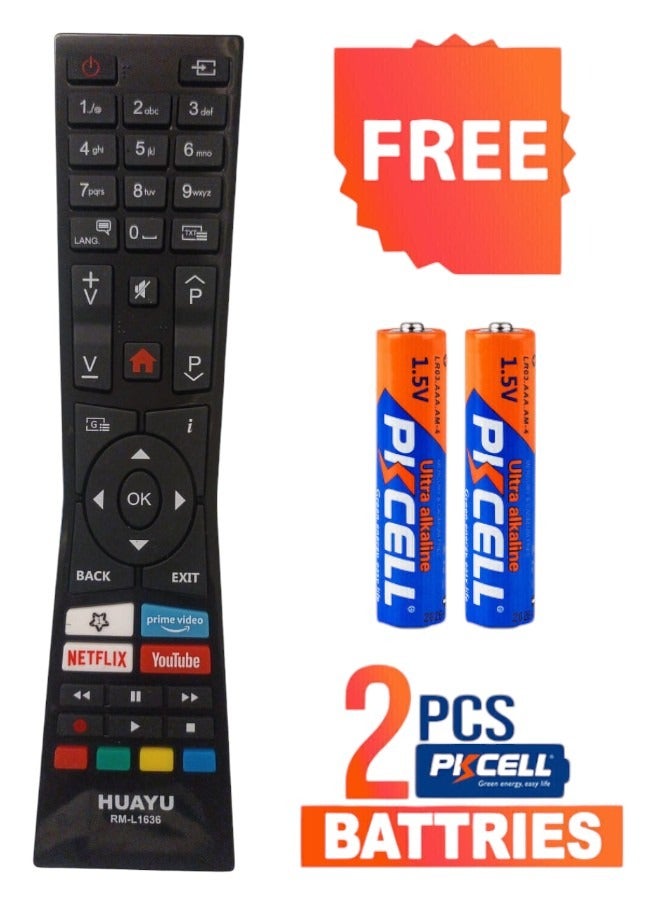 AMGREEN TV REMOTE HUAYU RM-C3338 Replacement JVC Remote Control for 2018 2019 LED TVs for JVC Smart TV/Bush TV Remote with Fplay YouTube Netflix Buttons - Image 1